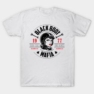 Black Boot Mafia Motorcycle Girl T-Shirt